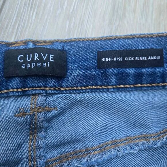 Curve Appeal high rise kick flare ankle blue stretch jeans size 4/27 - Picture 3 of 9